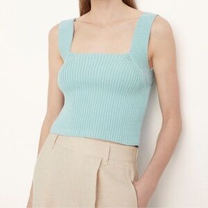 Vince Squared Neck Camisole Knit Top Green Womens Size L $245